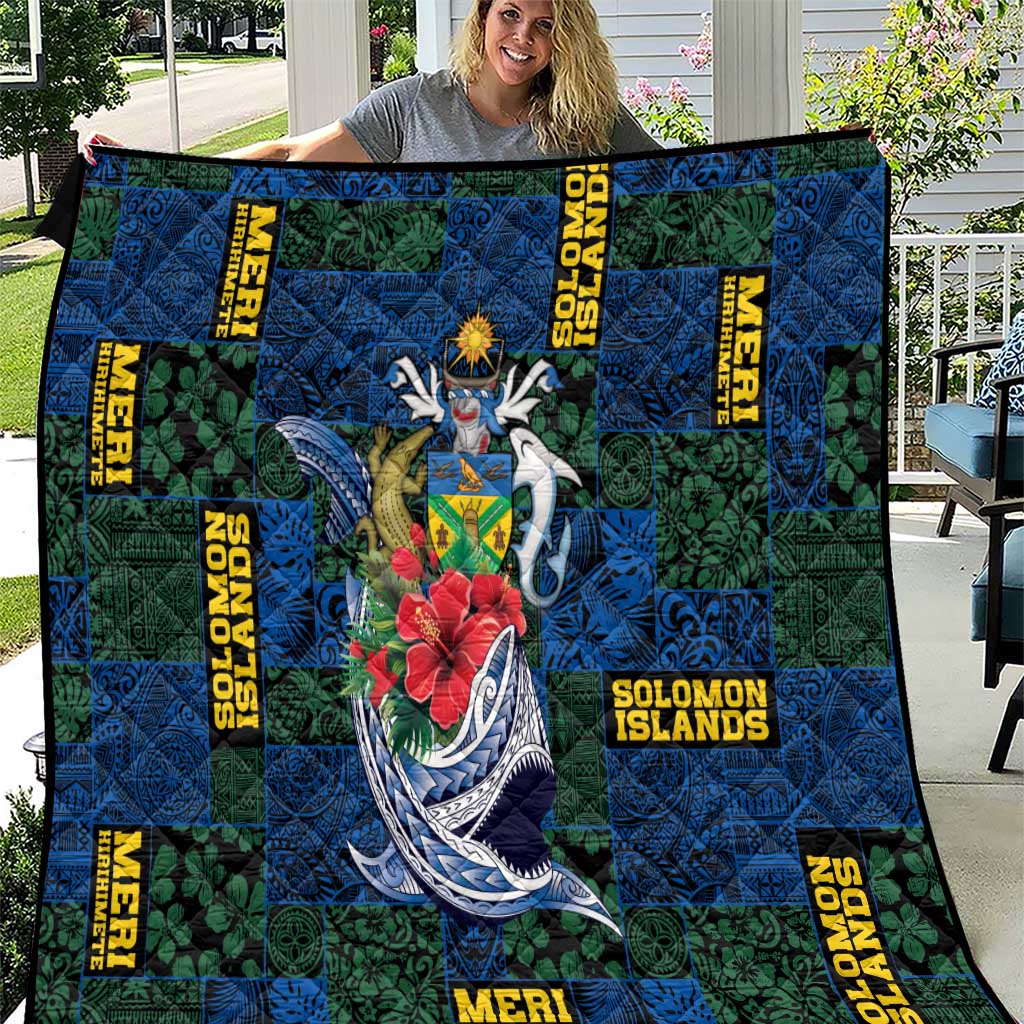 Solomon Islands Meri Kirihimete Quilt Funny Santa Riding Shark LT9 Blue - Polynesian Pride