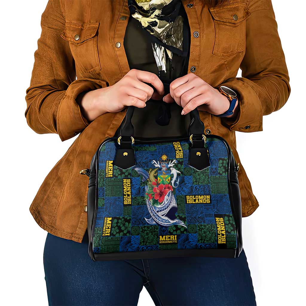 Solomon Islands Meri Kirihimete Shoulder Handbag Funny Santa Riding Shark - Polynesian Pride