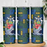Solomon Islands Meri Kirihimete Skinny Tumbler Funny Santa Riding Shark LT9 - Polynesian Pride