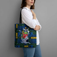 Solomon Islands Meri Kirihimete Tote Bag Funny Santa Riding Shark - Polynesian Pride