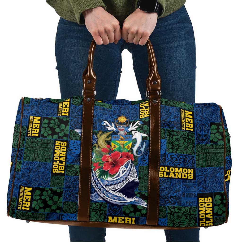 Solomon Islands Meri Kirihimete Travel Bag Funny Santa Riding Shark LT9 Blue - Polynesian Pride