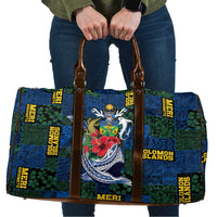 Solomon Islands Meri Kirihimete Travel Bag Funny Santa Riding Shark LT9 Blue - Polynesian Pride