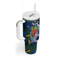 Solomon Islands Meri Kirihimete Tumbler With Handle Funny Santa Riding Shark LT9 - Polynesian Pride