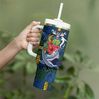 Solomon Islands Meri Kirihimete Tumbler With Handle Funny Santa Riding Shark LT9 - Polynesian Pride