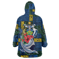 Solomon Islands Meri Kirihimete Wearable Blanket Hoodie Funny Santa Riding Shark LT9 - Polynesian Pride