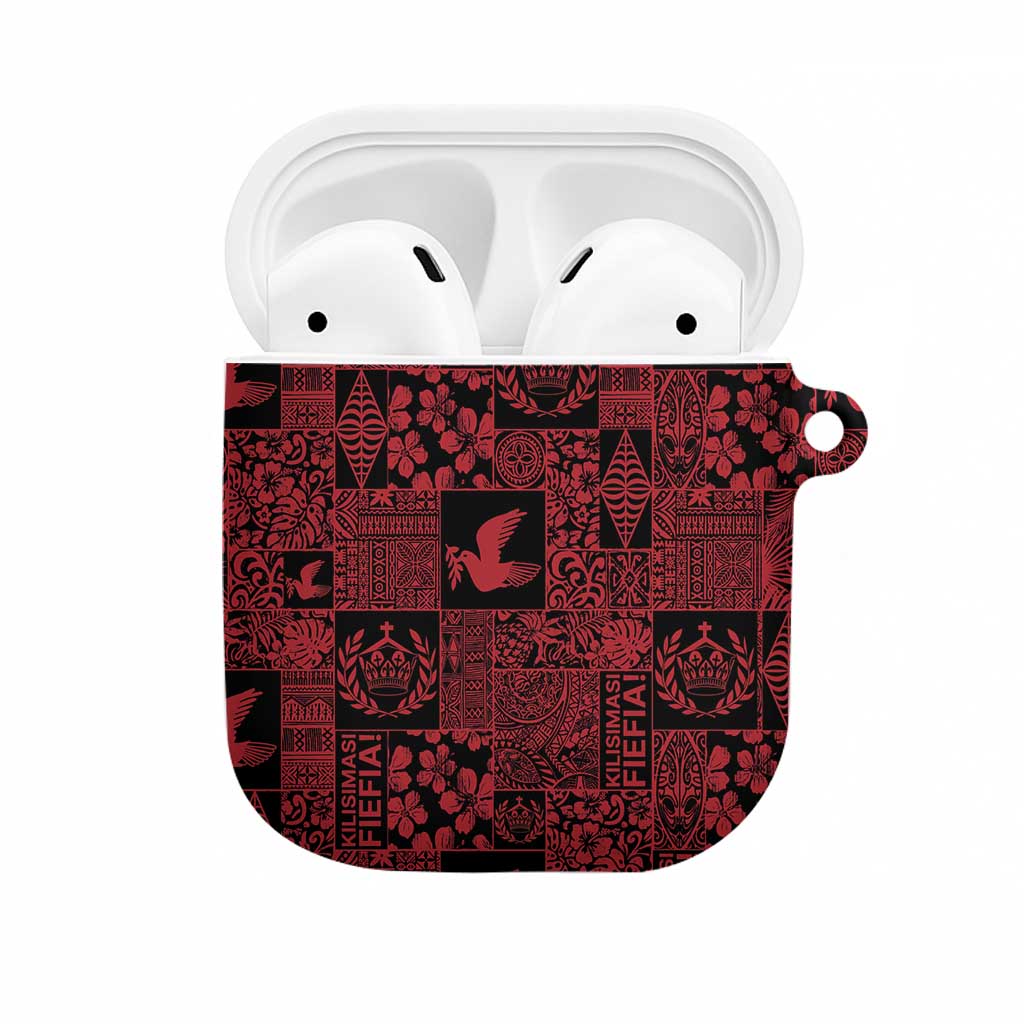 Black Tonga Kilisimasi Fiefia AirPods Case Pacific Patchwork Xmas Vibes LT9 Black - Polynesian Pride