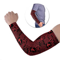 Black Tonga Kilisimasi Fiefia Arm Sleeves Pacific Patchwork Xmas Vibes LT9 Set of 2 Black - Polynesian Pride