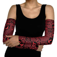Black Tonga Kilisimasi Fiefia Arm Sleeves Pacific Patchwork Xmas Vibes LT9 - Polynesian Pride
