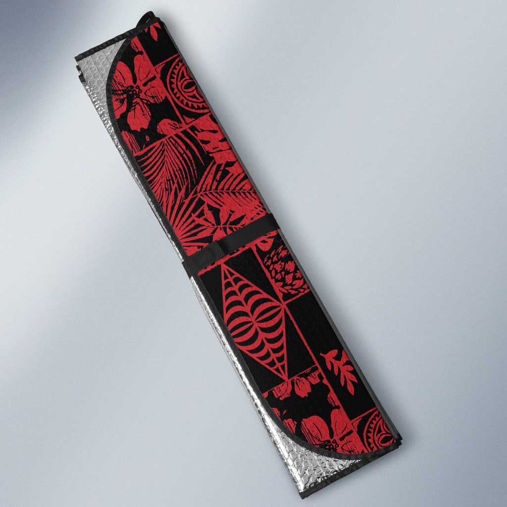 Black Tonga Kilisimasi Fiefia Auto Sun Shade Pacific Patchwork Xmas Vibes - Polynesian Pride