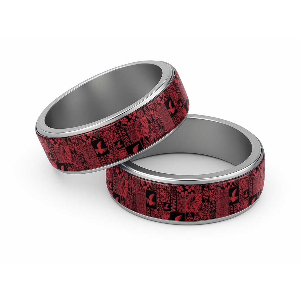 Black Tonga Kilisimasi Fiefia Classic Ring Pacific Patchwork Xmas Vibes LT9 Sliver Black - Polynesian Pride