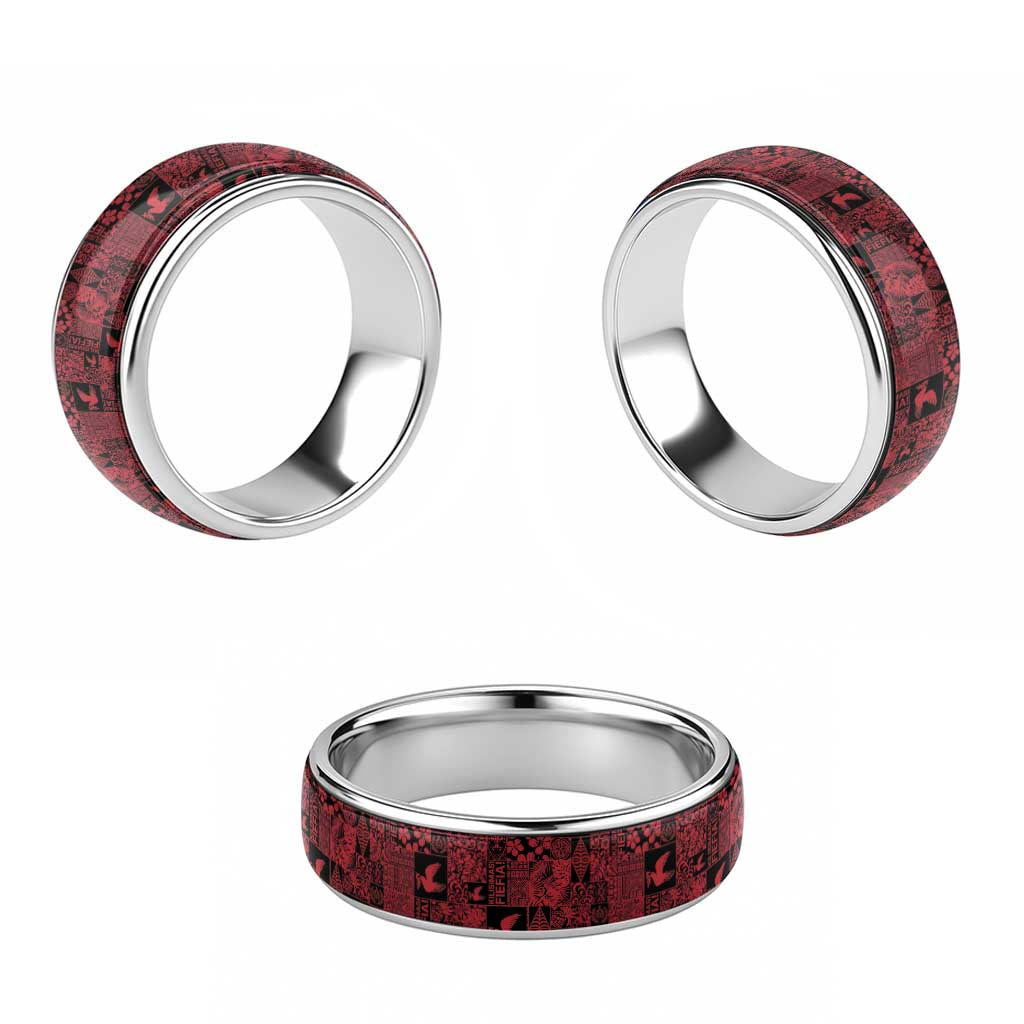 Black Tonga Kilisimasi Fiefia Classic Ring Pacific Patchwork Xmas Vibes - Polynesian Pride