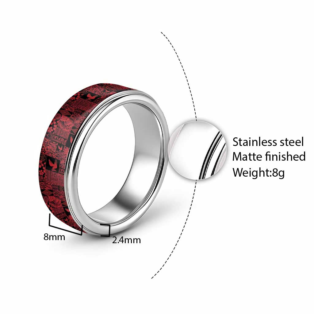 Black Tonga Kilisimasi Fiefia Classic Ring Pacific Patchwork Xmas Vibes - Polynesian Pride