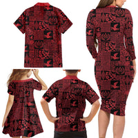 Black Tonga Kilisimasi Fiefia Family Matching Long Sleeve Bodycon Dress and Hawaiian Shirt Pacific Patchwork Xmas Vibes LT9 - Polynesian Pride