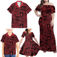 Black Tonga Kilisimasi Fiefia Family Matching Off Shoulder Maxi Dress and Hawaiian Shirt Pacific Patchwork Xmas Vibes LT9 - Polynesian Pride