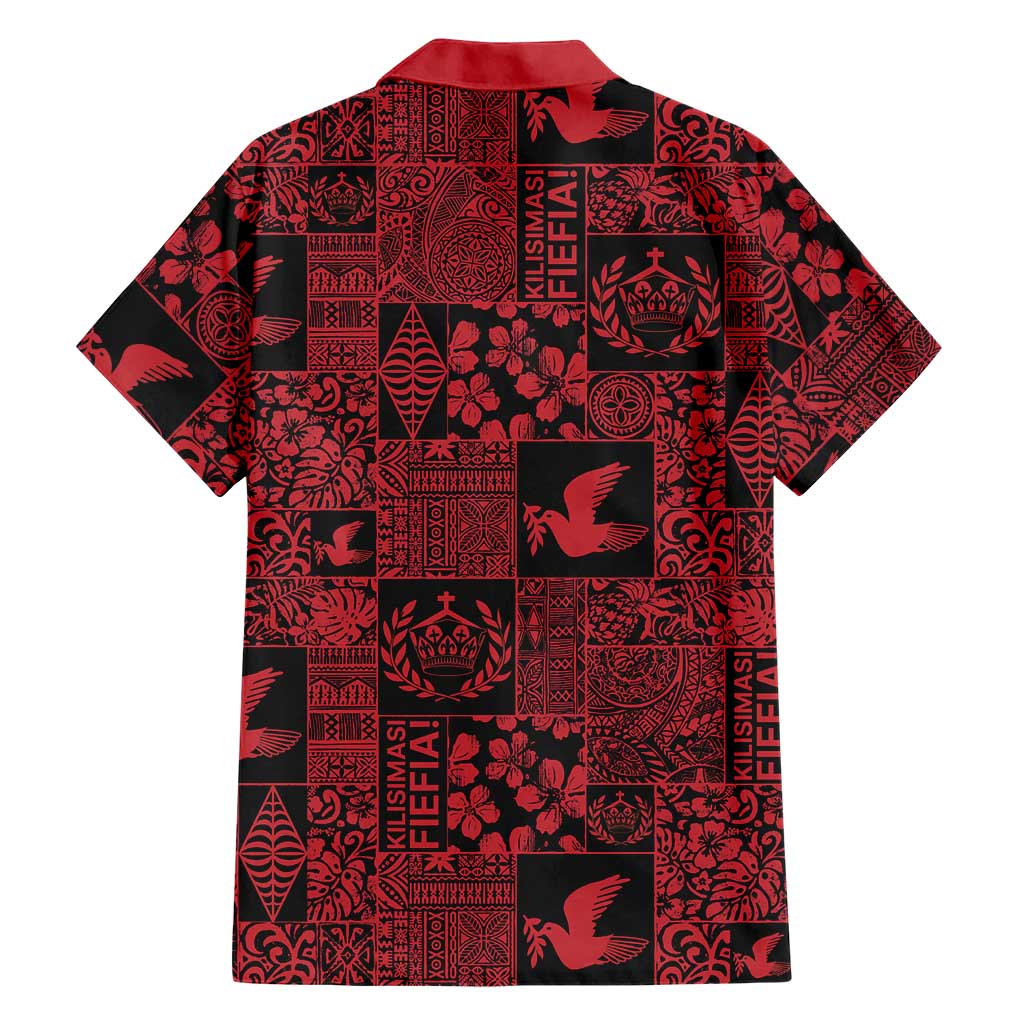 Black Tonga Kilisimasi Fiefia Family Matching Off Shoulder Maxi Dress and Hawaiian Shirt Pacific Patchwork Xmas Vibes LT9 - Polynesian Pride