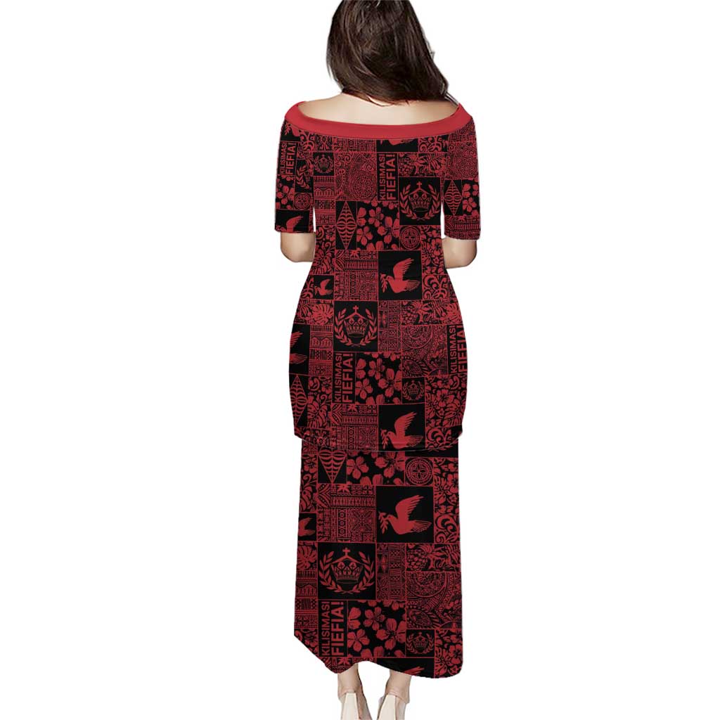 Black Tonga Kilisimasi Fiefia Family Matching Puletasi and Hawaiian Shirt Pacific Patchwork Xmas Vibes LT9 - Polynesian Pride