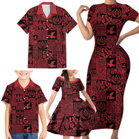 Black Tonga Kilisimasi Fiefia Family Matching Short Sleeve Bodycon Dress and Hawaiian Shirt Pacific Patchwork Xmas Vibes LT9 - Polynesian Pride