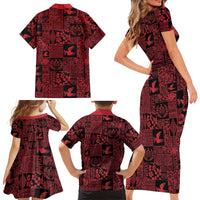 Black Tonga Kilisimasi Fiefia Family Matching Short Sleeve Bodycon Dress and Hawaiian Shirt Pacific Patchwork Xmas Vibes LT9 - Polynesian Pride