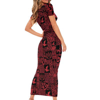 Black Tonga Kilisimasi Fiefia Family Matching Short Sleeve Bodycon Dress and Hawaiian Shirt Pacific Patchwork Xmas Vibes LT9 - Polynesian Pride
