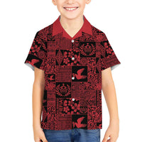 Black Tonga Kilisimasi Fiefia Family Matching Tank Maxi Dress and Hawaiian Shirt Pacific Patchwork Xmas Vibes LT9 Son's Shirt Black - Polynesian Pride