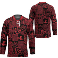 Black Tonga Kilisimasi Fiefia Hockey Jersey Pacific Patchwork Xmas Vibes - Polynesian Pride