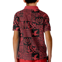 Black Tonga Kilisimasi Fiefia Kid Polo Shirt Pacific Patchwork Xmas Vibes - Polynesian Pride