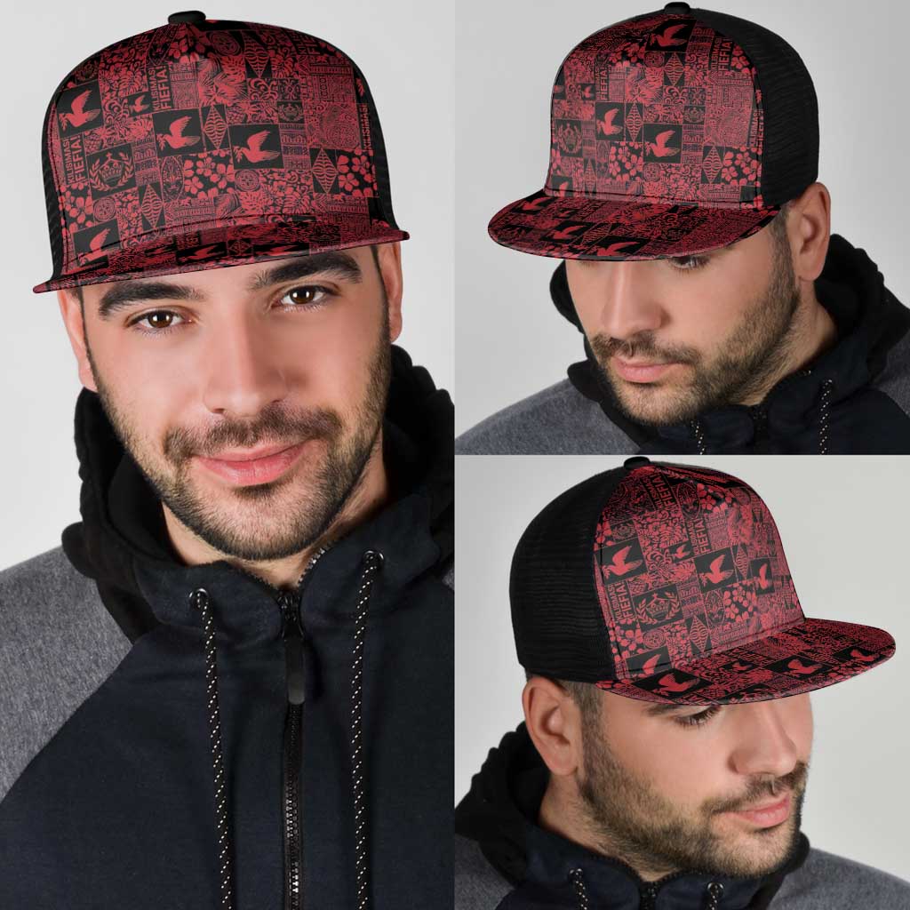 Black Tonga Kilisimasi Fiefia Mesh Trucker Cap Pacific Patchwork Xmas Vibes LT9 - Polynesian Pride