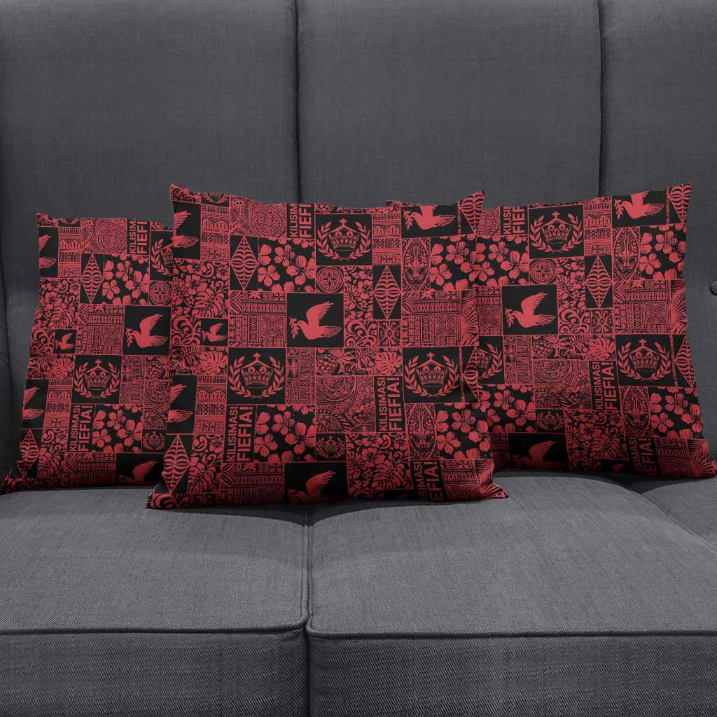 Black Tonga Kilisimasi Fiefia Pillow Cover Pacific Patchwork Xmas Vibes LT9 - Polynesian Pride