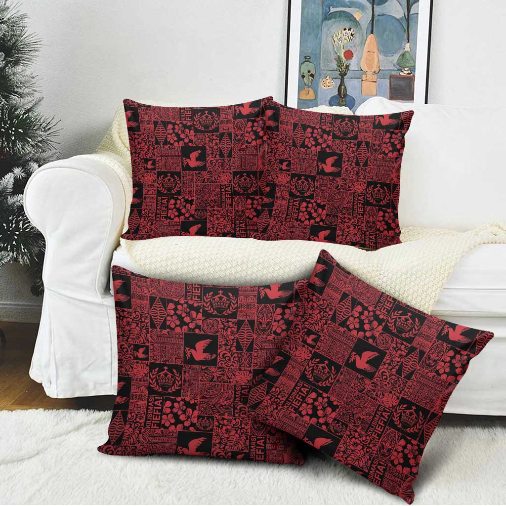 Black Tonga Kilisimasi Fiefia Pillow Cover Pacific Patchwork Xmas Vibes LT9 - Polynesian Pride