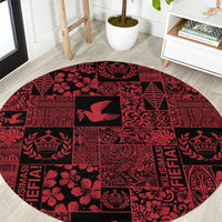 Black Tonga Kilisimasi Fiefia Round Carpet Pacific Patchwork Xmas Vibes LT9 Black - Polynesian Pride