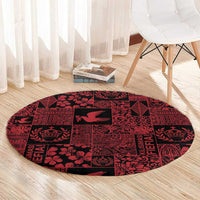 Black Tonga Kilisimasi Fiefia Round Carpet Pacific Patchwork Xmas Vibes LT9 - Polynesian Pride