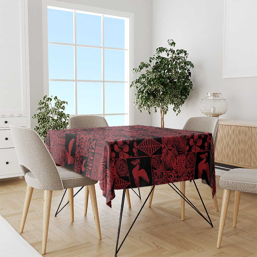 Black Tonga Kilisimasi Fiefia Tablecloth Pacific Patchwork Xmas Vibes - Polynesian Pride