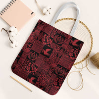 Black Tonga Kilisimasi Fiefia Tote Bag Pacific Patchwork Xmas Vibes LT9 White Strap One Size Black - Polynesian Pride