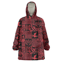 Black Tonga Kilisimasi Fiefia Wearable Blanket Hoodie Pacific Patchwork Xmas Vibes LT9 One Size Black - Polynesian Pride