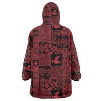 Black Tonga Kilisimasi Fiefia Wearable Blanket Hoodie Pacific Patchwork Xmas Vibes LT9 - Polynesian Pride