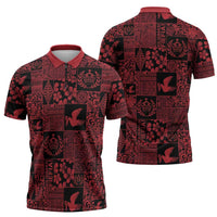 Black Tonga Kilisimasi Fiefia Zipper Polo Shirt Pacific Patchwork Xmas Vibes - Polynesian Pride