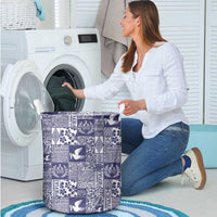 Blue Tonga Kilisimasi Fiefia Laundry Basket Pacific Patchwork Xmas Vibes - Polynesian Pride