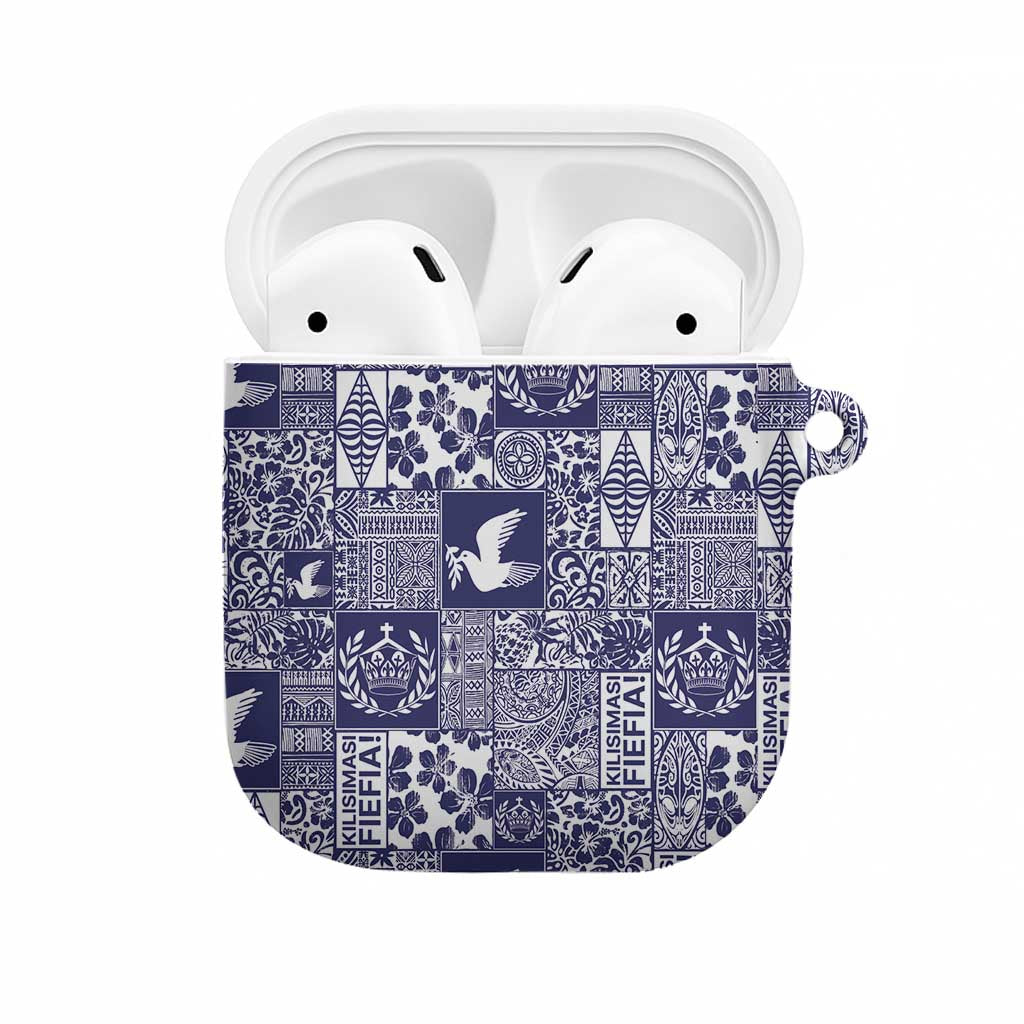 Blue Tonga Kilisimasi Fiefia AirPods Case Pacific Patchwork Xmas Vibes LT9 Blue - Polynesian Pride