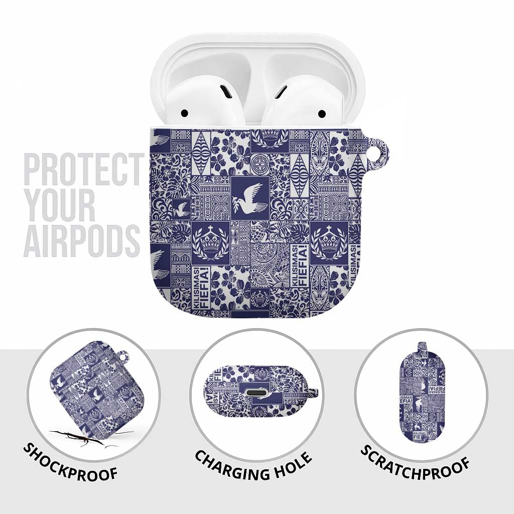 Blue Tonga Kilisimasi Fiefia AirPods Case Pacific Patchwork Xmas Vibes LT9 - Polynesian Pride