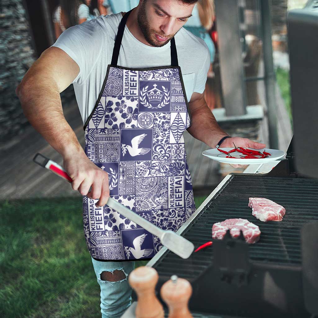 Blue Tonga Kilisimasi Fiefia Apron Pacific Patchwork Xmas Vibes - Polynesian Pride