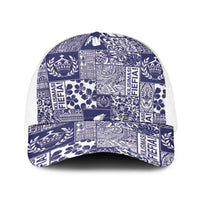 Blue Tonga Kilisimasi Fiefia Baseball Net Cap Pacific Patchwork Xmas Vibes - Polynesian Pride