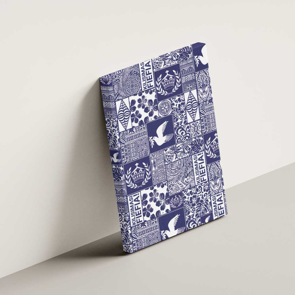 Blue Tonga Kilisimasi Fiefia Canvas Wall Art Pacific Patchwork Xmas Vibes - Polynesian Pride