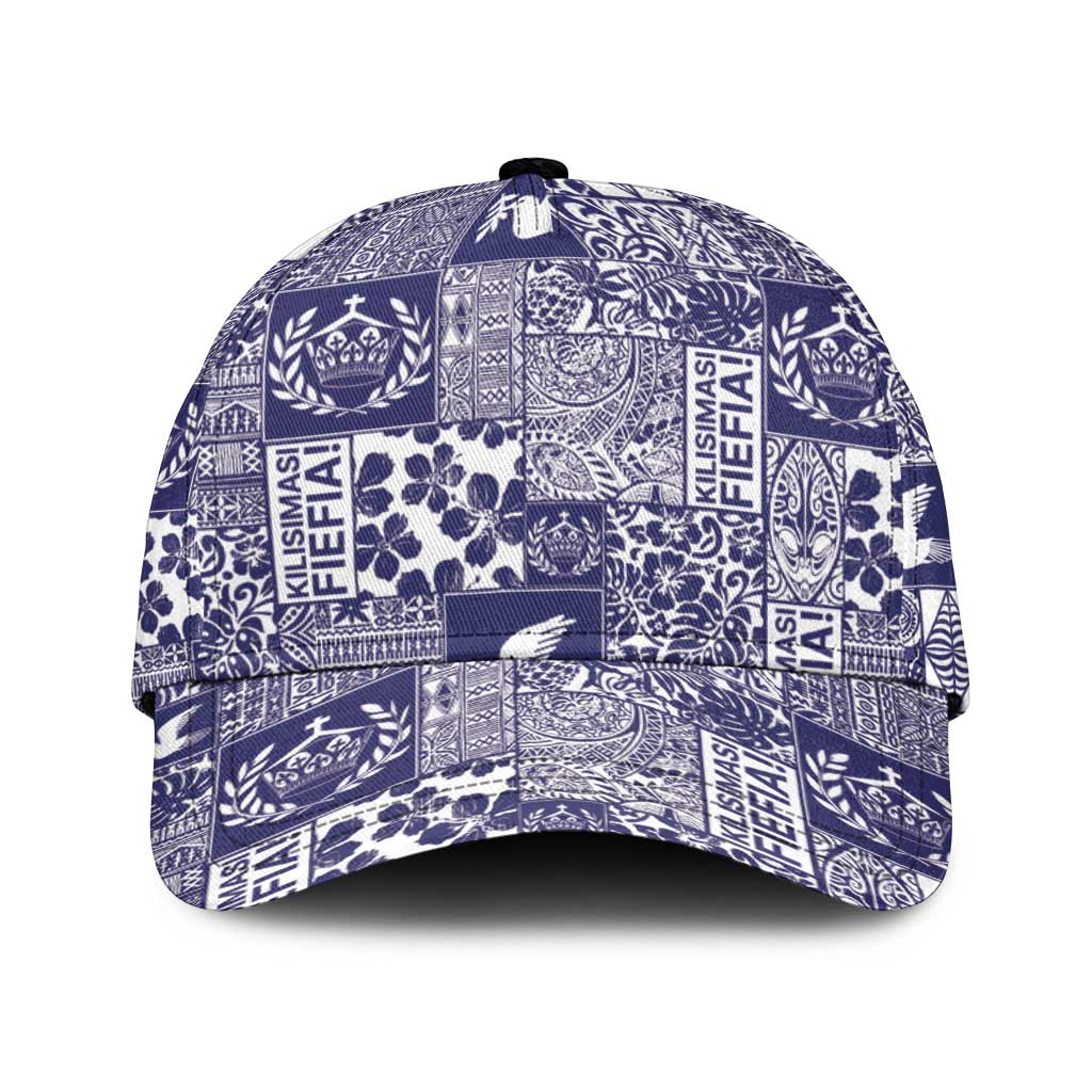 Blue Tonga Kilisimasi Fiefia Classic Cap Pacific Patchwork Xmas Vibes - Polynesian Pride