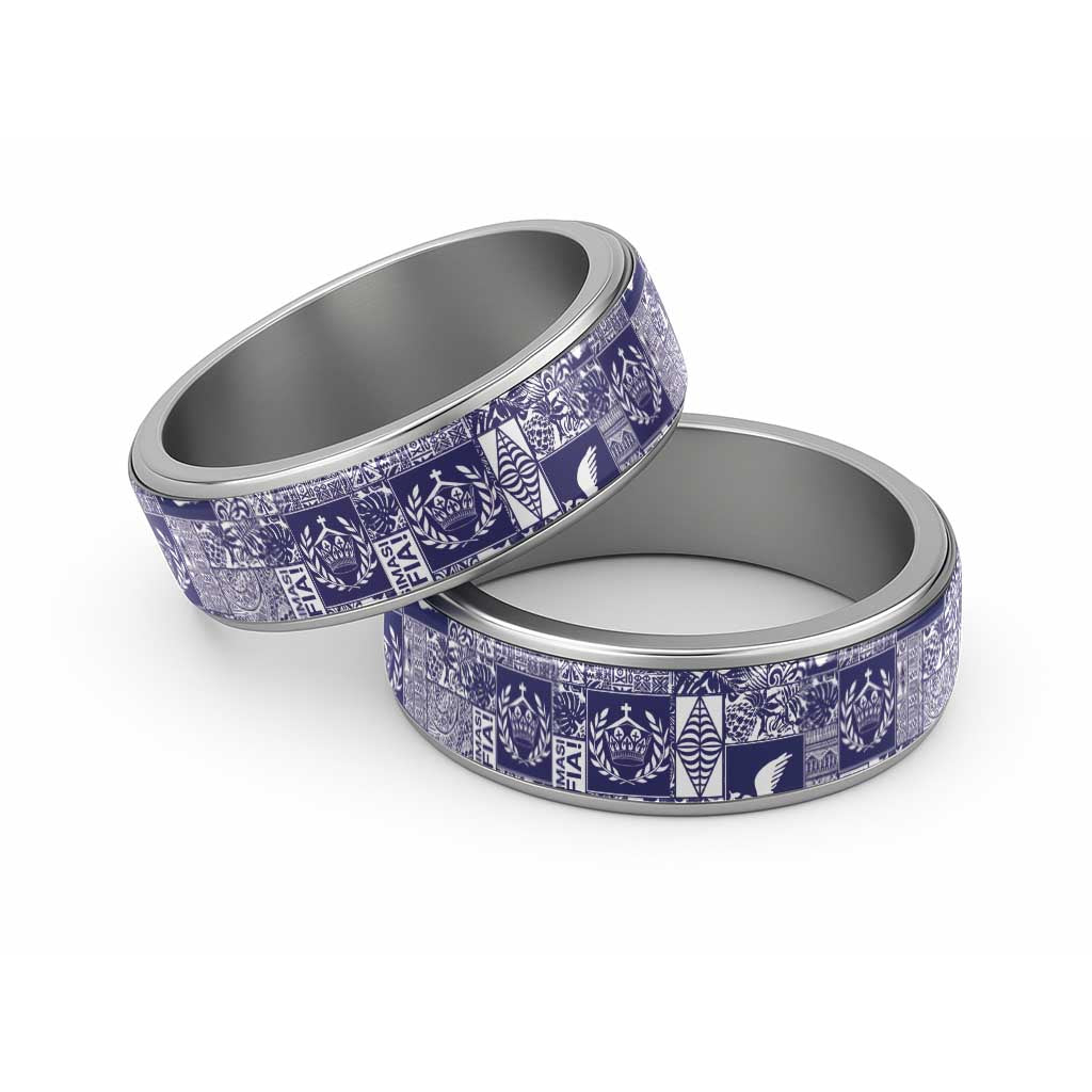 Blue Tonga Kilisimasi Fiefia Classic Ring Pacific Patchwork Xmas Vibes LT9 Sliver Blue - Polynesian Pride