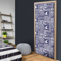 Blue Tonga Kilisimasi Fiefia Door Cover Pacific Patchwork Xmas Vibes - Polynesian Pride