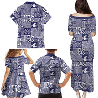 Blue Tonga Kilisimasi Fiefia Family Matching Puletasi and Hawaiian Shirt Pacific Patchwork Xmas Vibes LT9 - Polynesian Pride