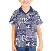 Blue Tonga Kilisimasi Fiefia Family Matching Summer Maxi Dress and Hawaiian Shirt Pacific Patchwork Xmas Vibes LT9 Son's Shirt Blue - Polynesian Pride