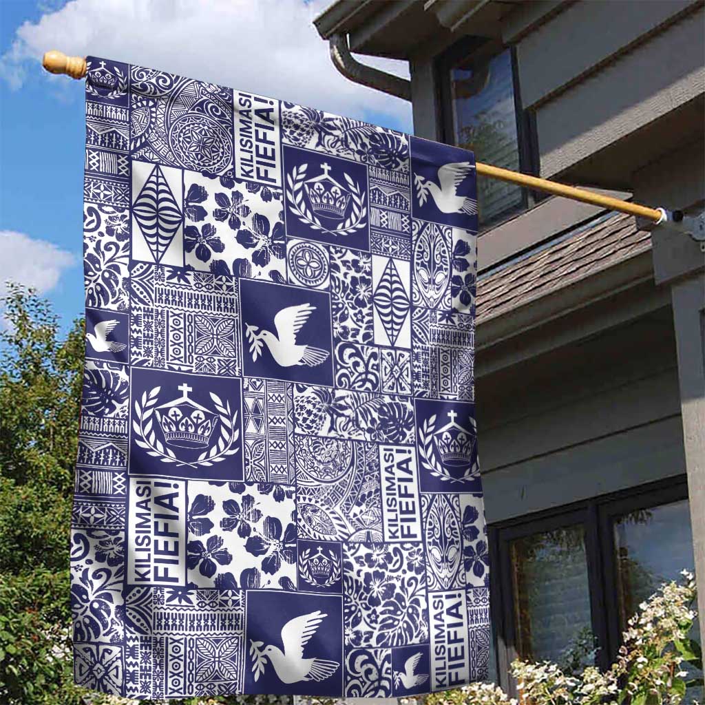 Blue Tonga Kilisimasi Fiefia Garden Flag Pacific Patchwork Xmas Vibes LT9 - Polynesian Pride