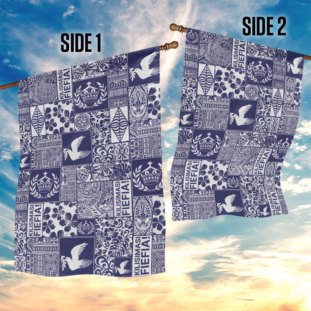 Blue Tonga Kilisimasi Fiefia Garden Flag Pacific Patchwork Xmas Vibes LT9 - Polynesian Pride