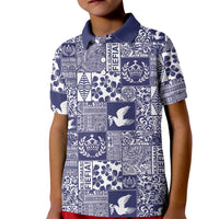 Blue Tonga Kilisimasi Fiefia Kid Polo Shirt Pacific Patchwork Xmas Vibes LT9 Kid Blue - Polynesian Pride